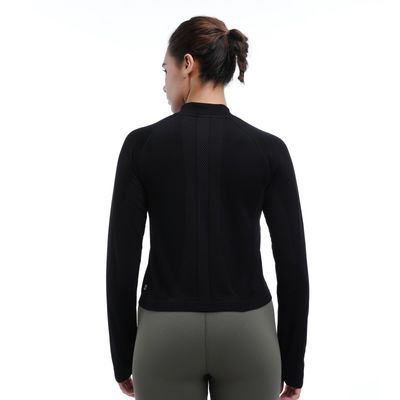 Viertel Leistung Lange Ärmel Feuchtigkeit Wicking Daumenlöcher Reflexive Trim