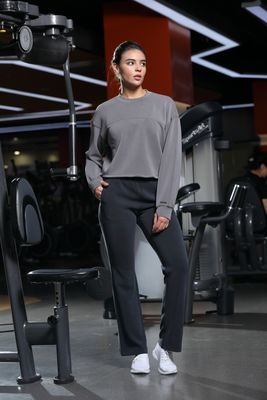 Damen Hochfläche Flare Hosen mit Taschen Kniebeugensicherung Telefon freundlich Design