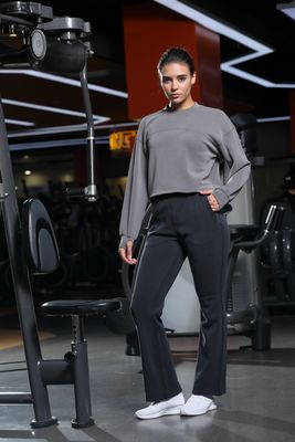 Damen Hochfläche Flare Hosen mit Taschen Kniebeugensicherung Telefon freundlich Design