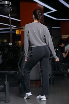 Damen Hochfläche Flare Hosen mit Taschen Kniebeugensicherung Telefon freundlich Design